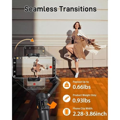 Hohem iSteady V3 Gimbal para Móvil de 3 Ejes, Estabilizador para Móvil con Seguimiento AI Magnético, Control Remoto Desmontable, Vástago Telescópico Integrado y Trípode, Gimbal para Smartphone(Negro) - imagen 3