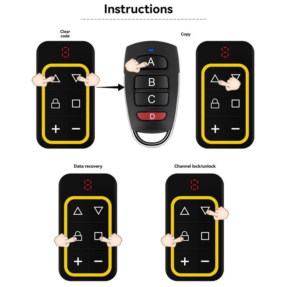Multifrequenza 8CH 270-868MHz RF Porta da Garage Copia Identifica Automaticamente La Frequenza Rosso