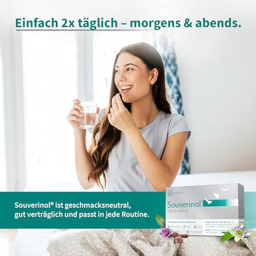 Souverinol® - Gegen innere Unruhe, Stress & Prüfungsangst - Pflanzliches Nahrungsergänzungsmittel mit Vitamin B & C (60 Kapseln) – Passionsblume, Safran Extrakt & Schwarzkümmel für mentale Balance