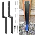 Fence Post Repair Kit,Heavy Duty 4x4/6x6 Fence Post Anchor Bracket for Leaning/Broken Wood Posts,Fence Stakes Reinforcement,11-Gauge Steel Fence Mender (2 Pack)