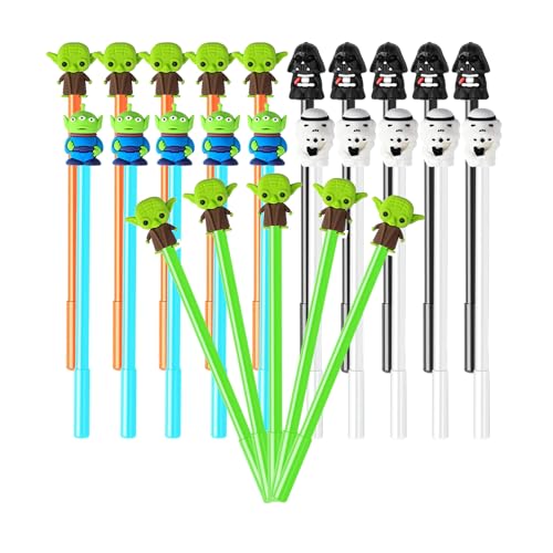 25 bolígrafos gel Galaxy Wars temática Yoda negro miniatura 1