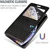 Funda de Cuero con Ventana para Axon 7 Mini - Negro | Diseño Elegante con Ventana Visible, Pantalla Transparente, Tapa Magnética Invisible con Ranura para Tarjeta y Soporte 6