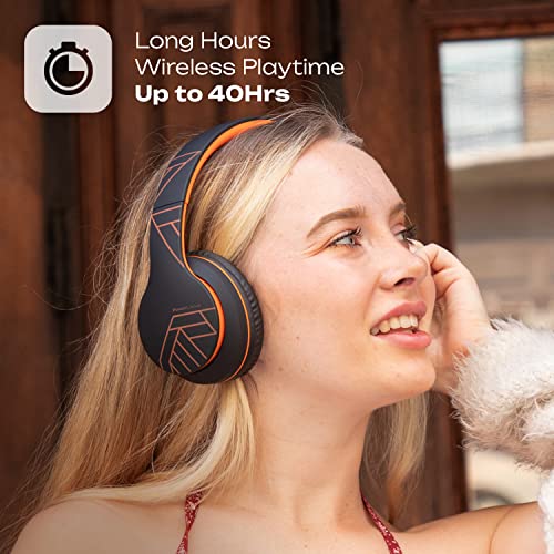 Image of PowerLocus Wireless Bluetooth Headphones, Over Ear Headphones with Microphone, 50H Playtime, HiFi Stereo Sound, Deep Bass, Soft Earmuffs, Foldable Lightweight Headphones for Travel /PC /Cell Phone
