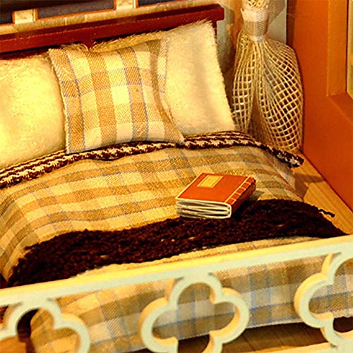 SEESEE.U DIY Miniatur Puppenhaus Holzmöbel Kit handmontierte Puppenhaus Haus mit LED-Leuchten Haus Romantisches… – Bild 7