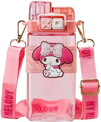 Giawkca 水筒 クリアボトル クリアボトル ストロー付き 漏れない 透明 子供用 キッズボトル マグボトル ワンタッチボトル トライタン こども ストローボトル ストラップ プラスチック 保育園 幼稚園 通園 通学 超軽量 520ml (メロディ,カ