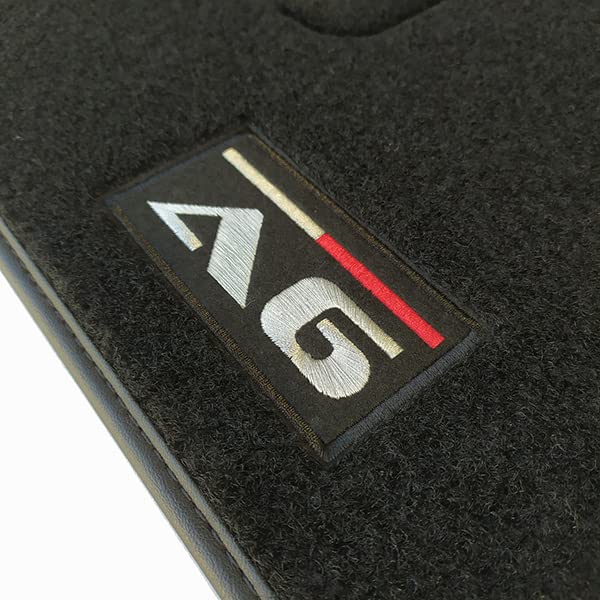Car Lux AR06882 - Alfombrillas alfombras en moqueta Velour con Logo para Audi A6 C8 Desde 2018 hasta Hoy