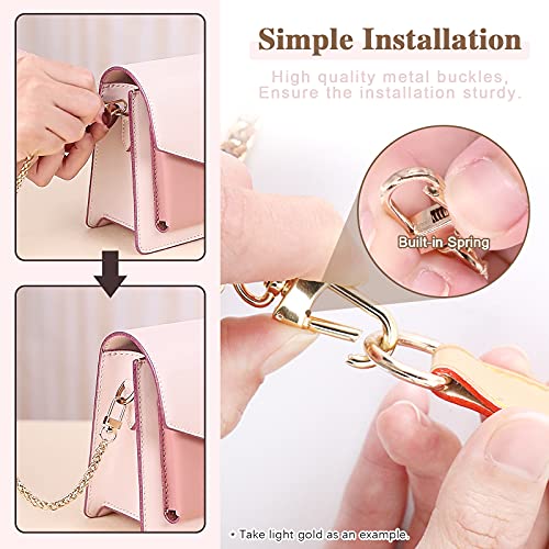 Image of 4Pcs Rose Gold Luxury Fashion 15.7 Inch /40cm Replacement Flat Chain Strap with Buckles Set, Flat 0.4 inch Wide Enough 2.4mm Perfect for DIY Metal Shoulder Purse Replacement (Rose Gold, 15.7 inch)