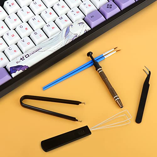 Image of RUNJRX Keyboard Lube Kit with Tweezers,Keycap Puller,Switch Puller,4-Claw Grabber,Lube Pen for Custom Keyboard, Keyboard Lube Tools