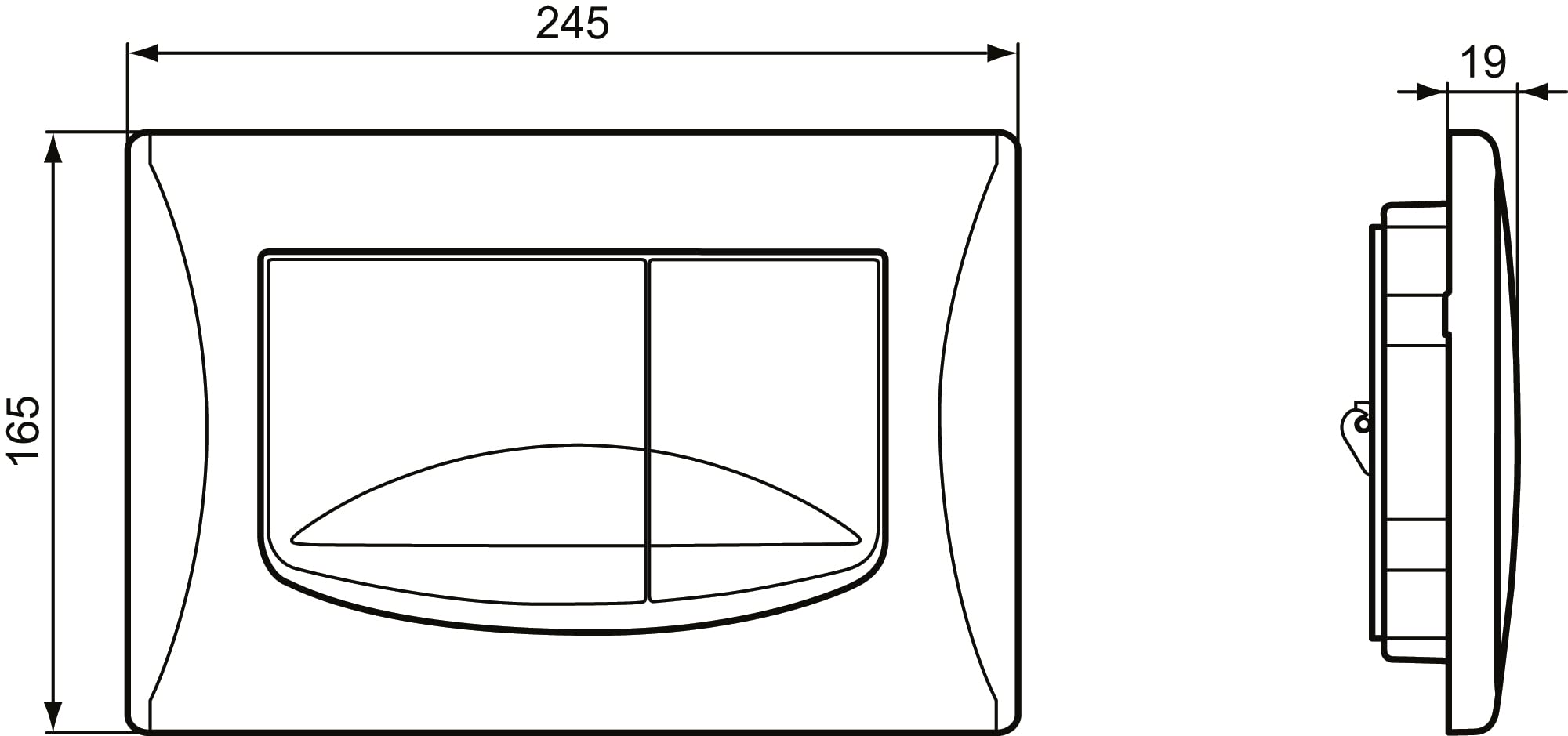 Ideal Standard Solea Placca di scarico per WC, tecnologia a doppio scarico tramite sgancio meccanico, facile da usare e design durevole – Bianco (245x19x165 mm)