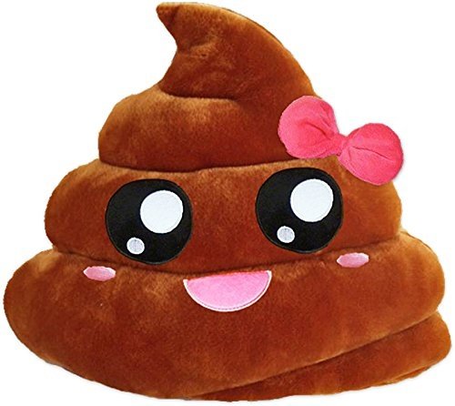 PLUSH & PLUSH TM 12" Inch / 30cm Large Emoji Pillows Smiley Emoticon Soft Plush Stuffed Yellow Roundy Full Collection (USA SELLER) (PINK RIBBON POOP )