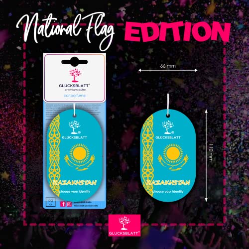 GLÜCKSBLATT Premium Autoparfüm Flagge KASACHSTAN - Luftreiniger - Hängendes Papier - ENERGY - Blau