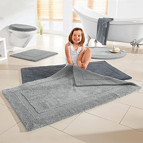Erwin Müller Badematte, Badteppich Heraklion grau Größe 80x150 cm - Kochfest, für Fußbodenheizung geeignet, 100… – Bild 4