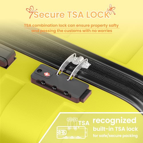 Image of AnyZip Luggage PC ABS Hardside Lightweight Suitcase with 4 Universal Wheels TSA Lock 20 24 28 Inch, Yellow, 3 piece set (20 /24 /28), Fashion