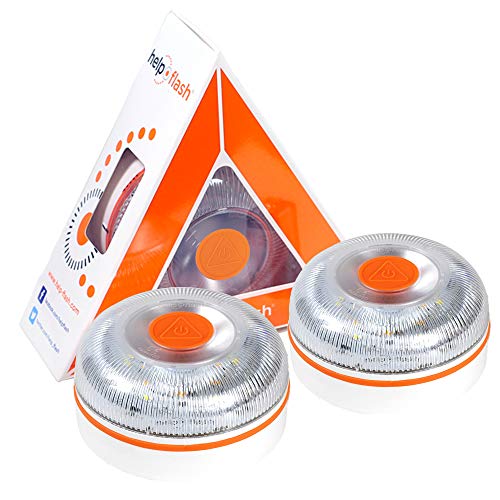 HELP FLASH PK2903 2X V2 2021, Luz de Emergencia, Señal preseñalización de Peligro y Linterna, Homologada, Normativa DGT, V16, con Base imantada, Amarillo Auto, 2 Unidades