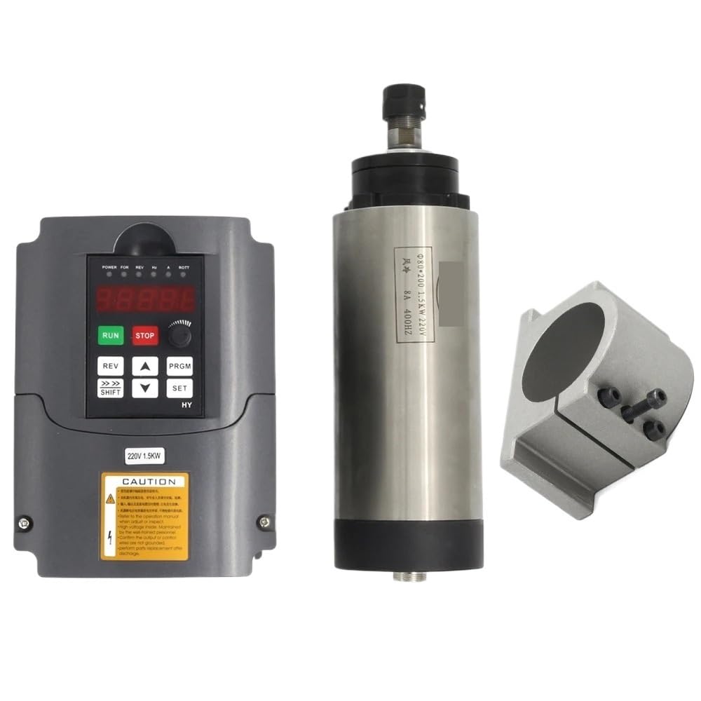 Motor de husillo de refrigeración refrigerado por aire ER11 de 1,5 kW, enrutador de carpintería, fresado de grabado con Kit inversor(With HY vfd,110V)