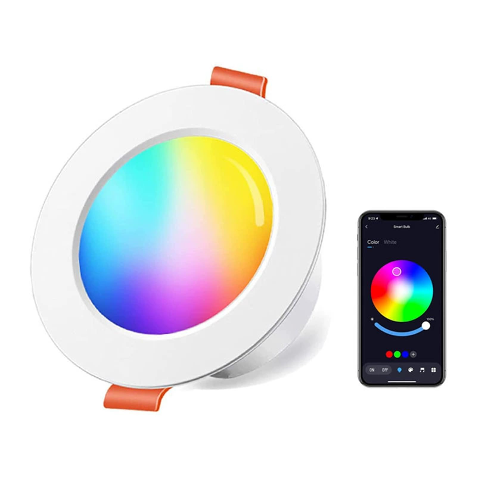 GUODDM Tuya Smart Wi-Fi Bluetooth Downlight, Voice App, Remote Control, RGB CW Panel Light with Alexa(12W)