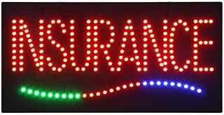 LED Insurance for Business, Super Bright LED Open Sign for Insurance Company, Electric Advertising Display Board for Auto Insurance Institutions Shop Store Storefront Window Wall Decor. 24“ X 12”