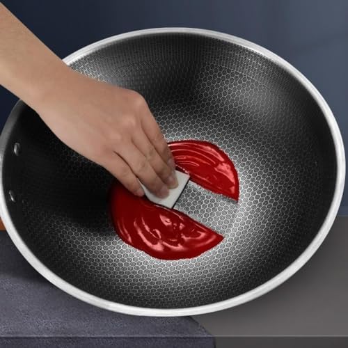 Wok con fondo plano para cocina tradicional china miniatura 5