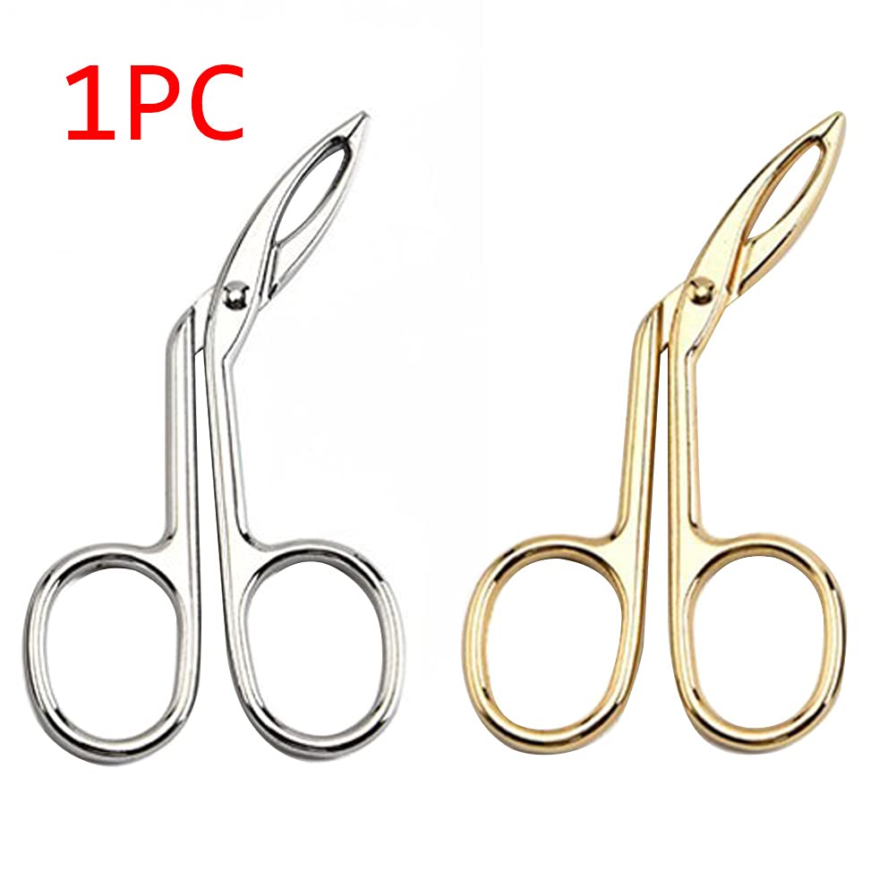 Pinzas para cejas, pinzas con forma de tijera, removedor de vello de la nariz, punta plana, recortadora de cejas, tijeras de depilación con forma de tijera, pinzas de punta doblada