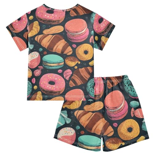 Pajama Short Sets Sweet Pastries and Donut Soft Cotton Summer Sleepwear 2 Piece PJS Size 5-14T2