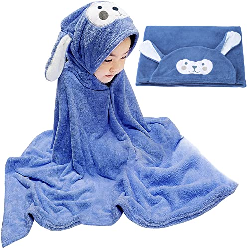 Image of Visen Premium Hooded Towel for Kids,-28×55 INCH Large Size Kids Bath Towel,Ultra Soft Hooded Towel Wrap for Boys Girls, Highly Absorbent Bathrobe Blanket Gifts for Toddlers Shower (Navy Blue)