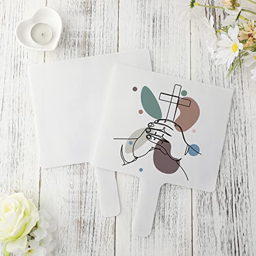 Amyhill 24 Pieces Blank Hand Fan Plastic Church Fans Photo Fans Waterproof Fan For Diy Crafting Painting Hand Held Parlor Fans Paddle Fans For Women Wedding Guests #TOP4