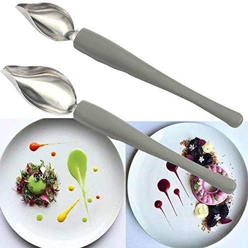 4 Pcs Chef\'s Art Pencil Food Decoration Stainless steel non-slip chef cooking painting spoon Cake Decoration Baking Tool for DIY Decorating Plates