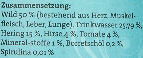 dogz finefood Hundefutter nass - N° 12 Wild & Hering - Feinkost Nassfutter für Hunde & Welpen - getreidefrei & zuckerfrei - hoher Fleischanteil, 6 x 800 g Dose