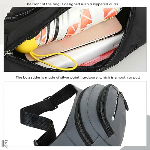 Image of Kraptick Premium Unisex Waist Bag for Men and Women - Stylish Hip Bag, Fanny Pack, Travel Money Belt (Black)