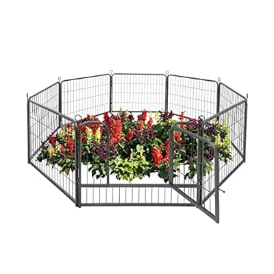 CAPHAUS Decorative Garden Fence, 24 Inch x 21 FT Heavy Duty Iron Fencing Landscape Patio Flower Bed Animal Barrier Border Edging Section, Panel Decor, Folding Wire Fence for Yard for Dog Outdoor