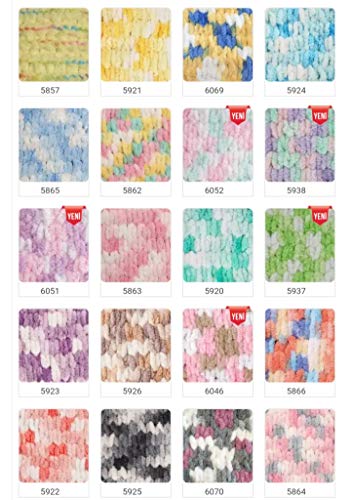 Image of Alize Puffy Finger Loop Yarn - Multicolored Chunky Yarn for Hand Knitting Blanket & Big Projects - No Needles Micro Polyester Prelooped Bulky Yarn for Crocheting - Jumbo, 1 Skn, 100 Grams 5864