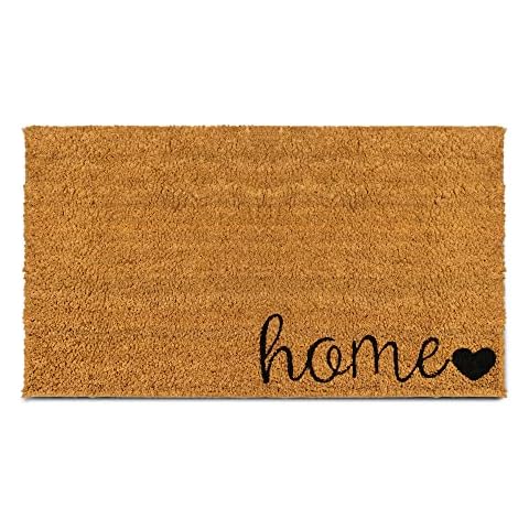 PLUS Haven Coco Coir Home Entrance Door Mat Home Sweet Home Welcome Mat - Heavy Duty Doormat for Outdoor & Indoor Use (Home) Cover