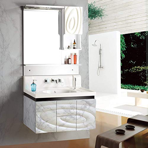 Image of practicalWs Marble Wallpaper Granite White and Gray Wall Paper Roll 35.4 inch x 118 inch Kitchen Countertops Cabinet Furniture is Renovated Thick Vinyl Easy to Remove Without Leaving Glue Upgrade