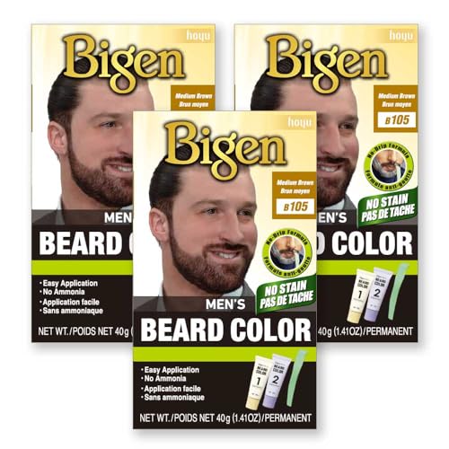Bigen Men’s Beard Color 105 Medium Brown - 3 Pack