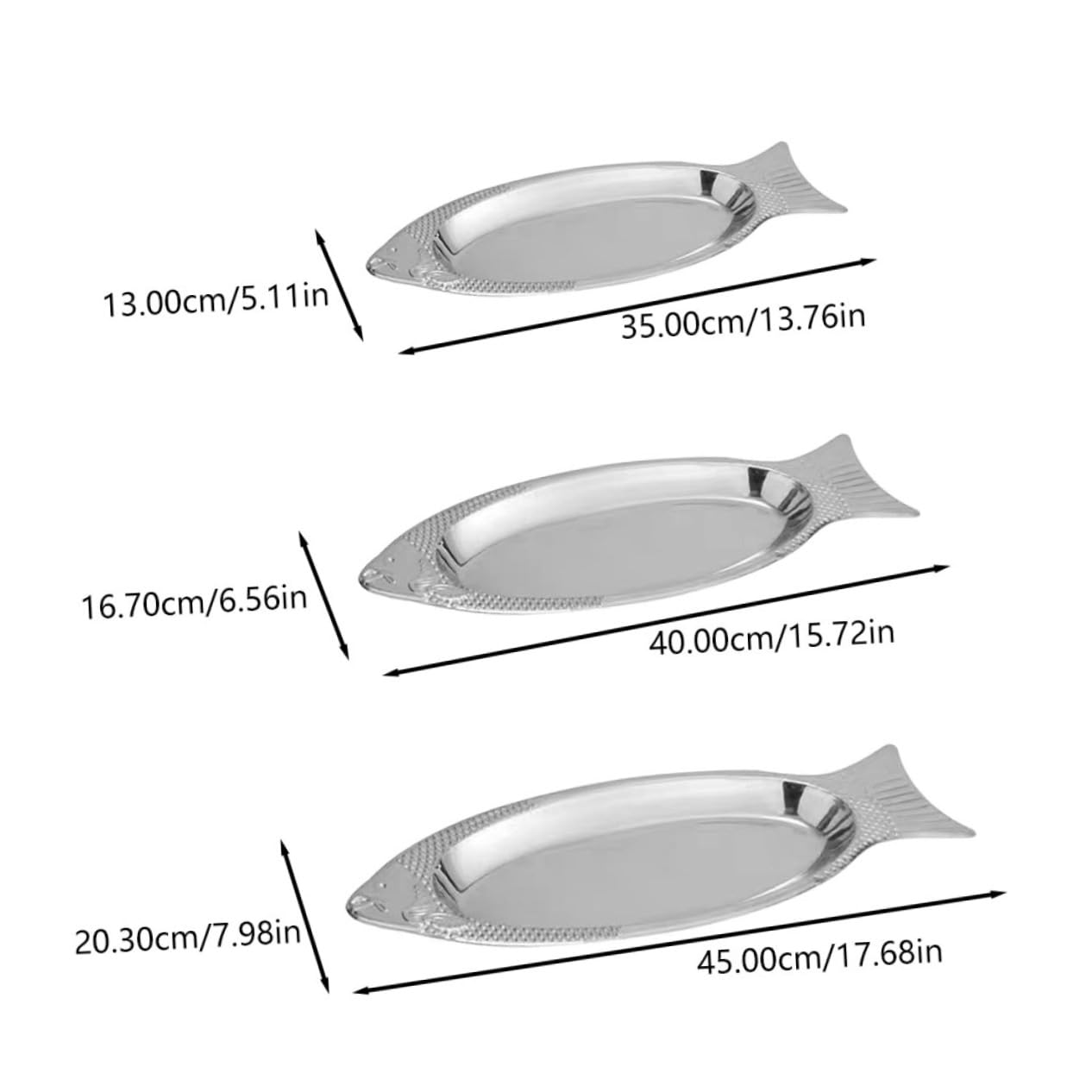 MUCKLILY 3Pcs Fish Serving Plates Convenient Food Storage Trays for Steamed Fish Unique Fish Shaped Design and for Daily Use