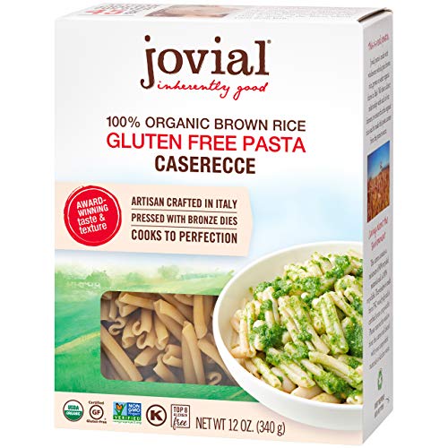 Jovial Caserecce Gluten-Free Pasta | Whole Grain Brown Rice Caserecce Pasta | Non-GMO | Lower Carb | Kosher | USDA Certified Organic | Made in Italy | 12 oz (12 Pack)