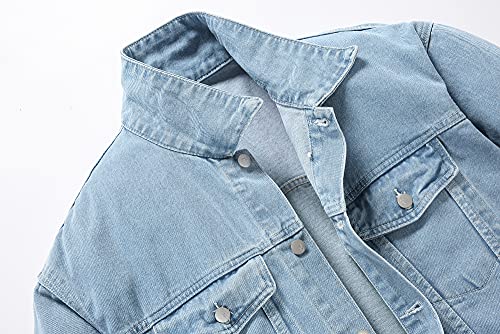 PRIJOUHE Mens Jean Jacket Casual Loose Fit Button Down Denim Trucker Jacket Coat With Multiple Colors3