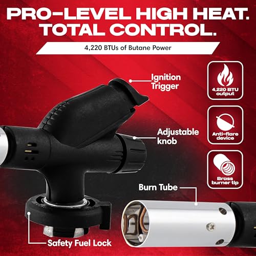 Butane Torch Lighter Combo w/ 4 x 8 oz. Butane Fuel by Chef Master, Refillable Kitchen Cooking Torch for Brulee, Dessert, Baking, Cafe, Hotel & Restaurant, Home Necessities & Kitchen Essentials -90014 - Image 4