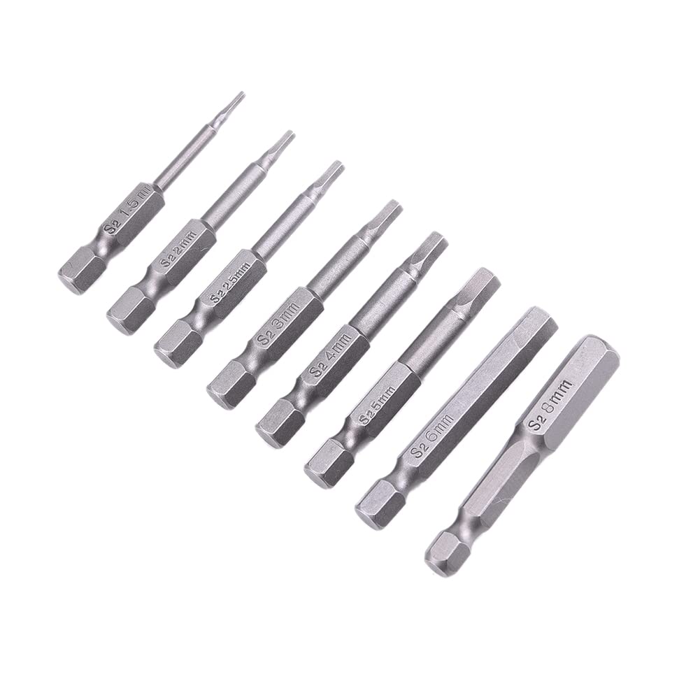 8-teiliges Inbus-Bitset Aus S2-Stahl – Magnetisch, 1/4" Sechskant, Größen 1,5–8 Mm