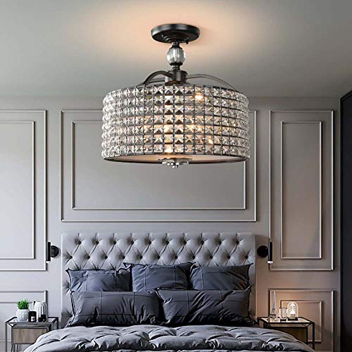 Lustre cristal noir pour moderniser un plafond bas avec style LED