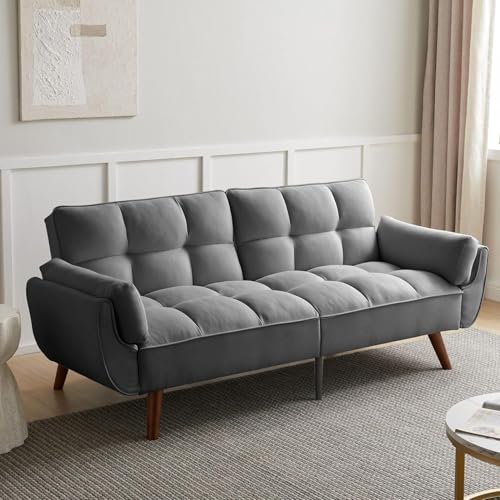JIEXI Sofa 3 Sitzer Schlafsofa mit Schlaffunktion, Klappsofa Sofa 3 Sitzer, Schlafsofa 190x75cm, Bequemes Geeignet Für Wohnzimmer, Zimmer, Schlafzimmer (Dunkel Grau)