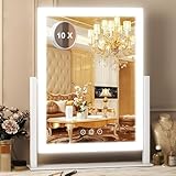 SURFOU Specchio Trucco con Luci LED da Appoggio 27x37cm, Specchio Hollywood Professional c...