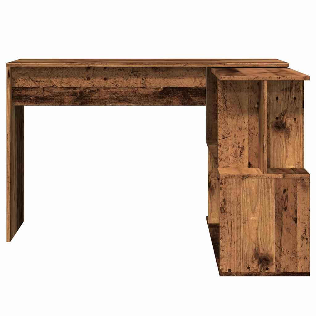Scrivania angolare in legno vecchio, 200,5 x 50 x 76 cm, girevole e salvaspazio, robusto con spazio di archiviazione, per casa, ufficio, giochi
