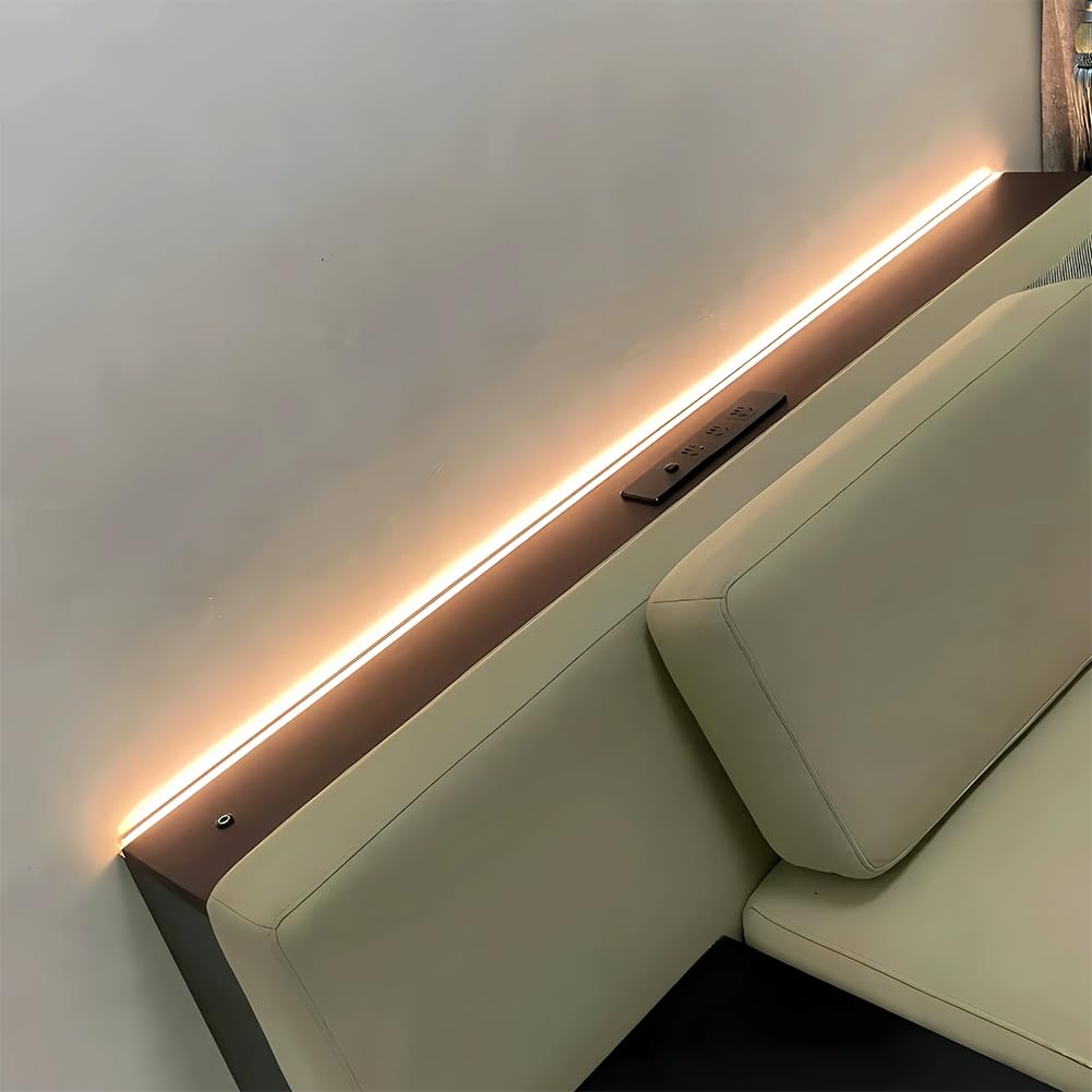 PA-DABAOO Customizable Narrow Sofas Table,Solid Wood Long Table Behind Couch with LED Strip Lights,Thin Console Table with Ambient Lighting for Sofa/Electric Sofa,Suitable Small Space,180CM