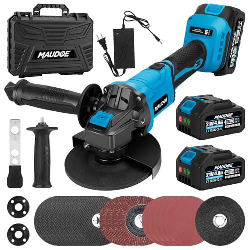 5' Cordless Angle Grinder, Brushless Power Grinder Tool Kit with 2 x 4.0Ah Batteries, 125MM, 10000 RPM Amoladora Inalambrica with 8 Cutting Discs for DIY, Cutting, Grinding, Polishing, Rust Removal