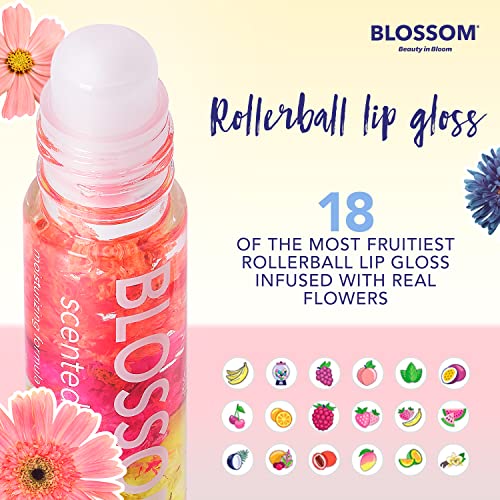 Blossom Scented Roll On Lip Gloss, Infused With Real Flowers, Made In Usa, 0.20 Fl. Oz./5.9Ml, Juicy Peach #TOP1