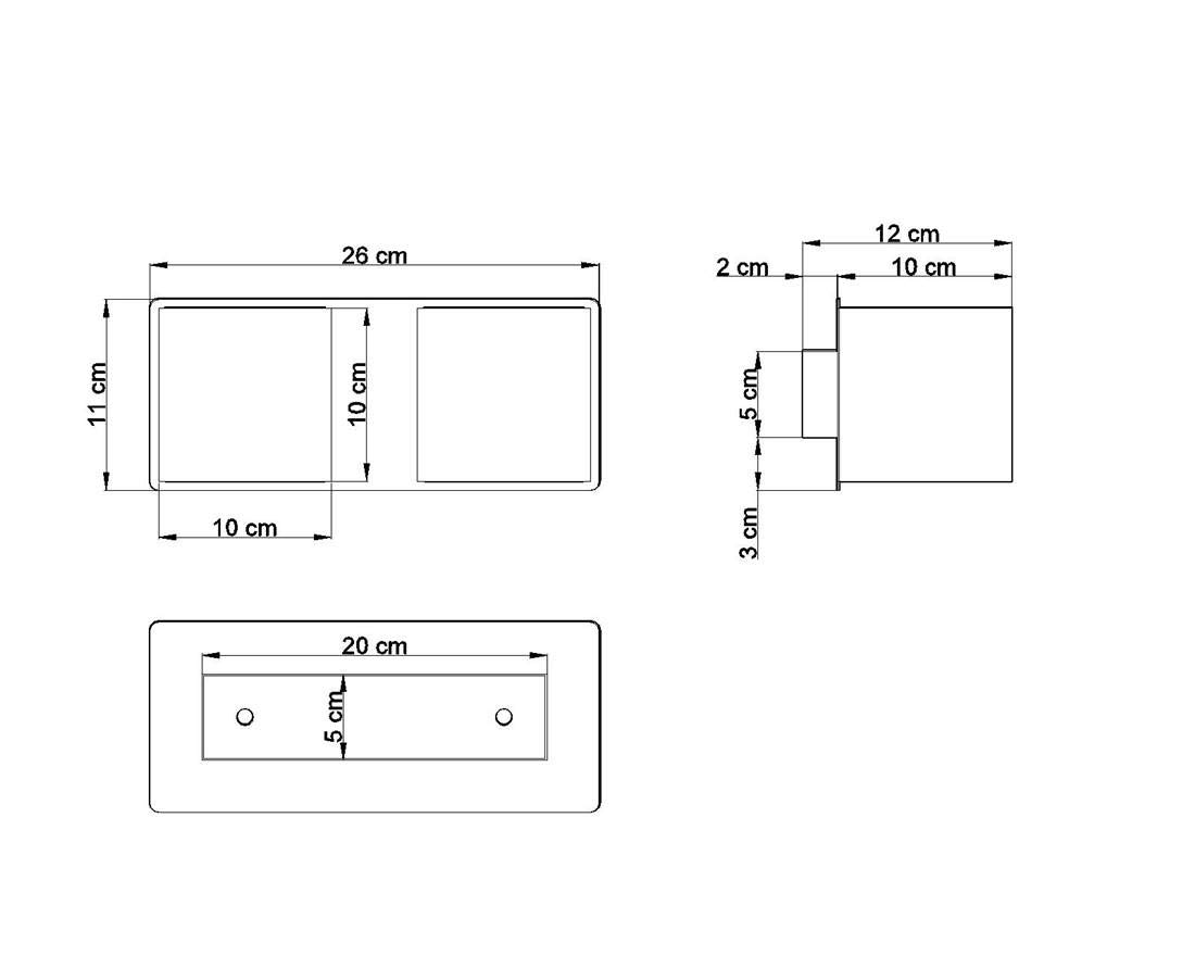 SOLLUX lighting Quad 2 Wandleuchte Innen mit zwei rechteckigen Schirmen – Wandlampe für Wohnzimmer und Esszimmer – Flurlampe aus Aluminium in Grau, 26 x 12 x 11 cm