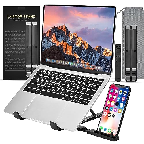 Portable Laptop Stand For Desk, Laptop Riser For Desk, Abs+Silicone Adjustable Laptop Stands Foldable Ventilated Cooling Notebook Stand For All Laptops, Tablets has wide More 7-17” and Mobiles stand. Portable Laptop Stand For Desk, Laptop Riser For Desk, Abs+Silicone Adjustable Laptop Stands Foldable Ventilated Cooling Notebook Stand For All Laptops, Tablets has wide More 7-17” and Mobiles stand.