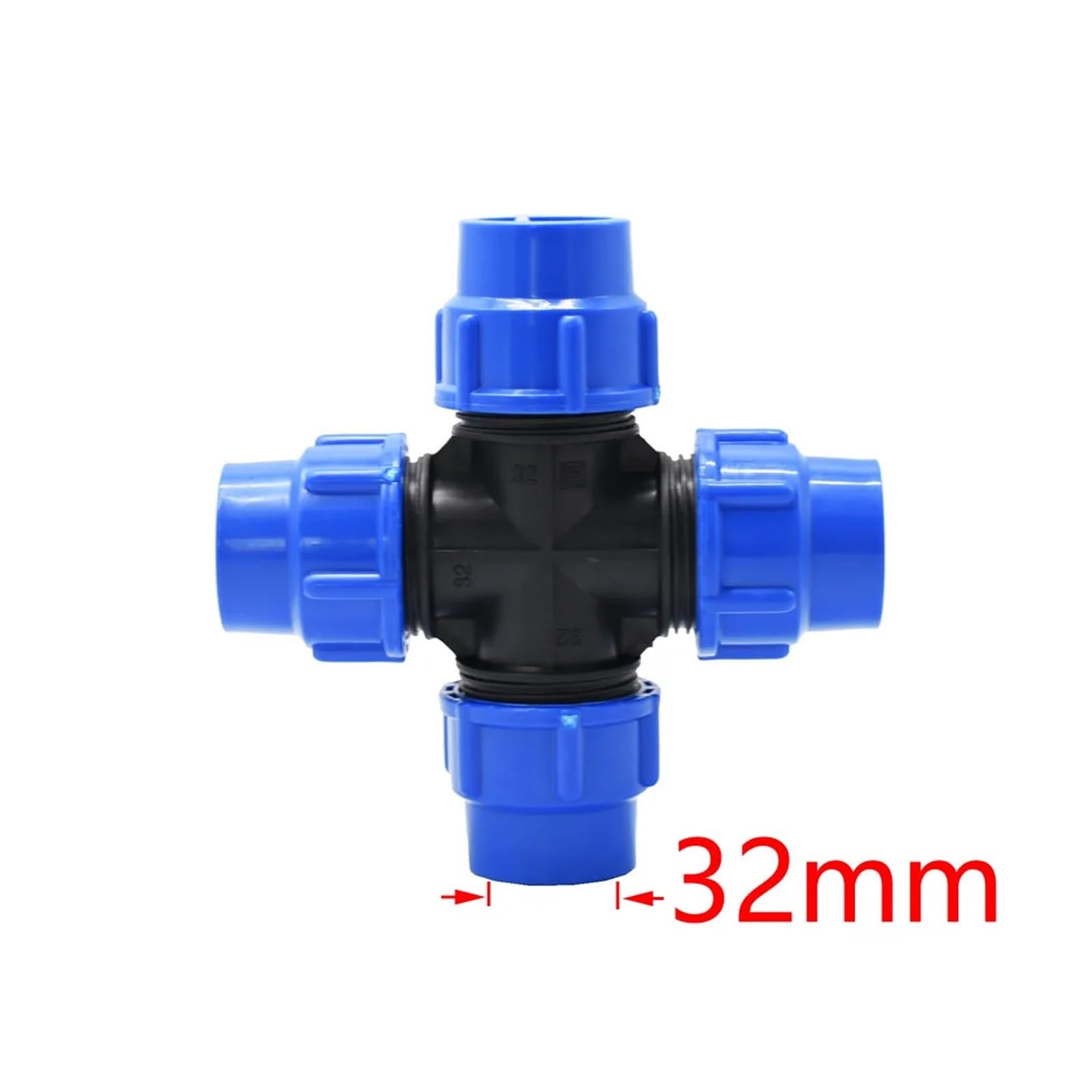 20/25/32/40/50/63mm Pe Tubo Croce Connettore a 4 Vie di Plastica Acqua Splitter 1/2 3/4 1 .5 2 Pollici Pipeline Accoppiatore Pz(63MM)
