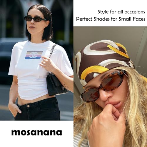 mosanana Tiny Oval Sunglasses for Women Small Face Mini Narrow Style MS523593